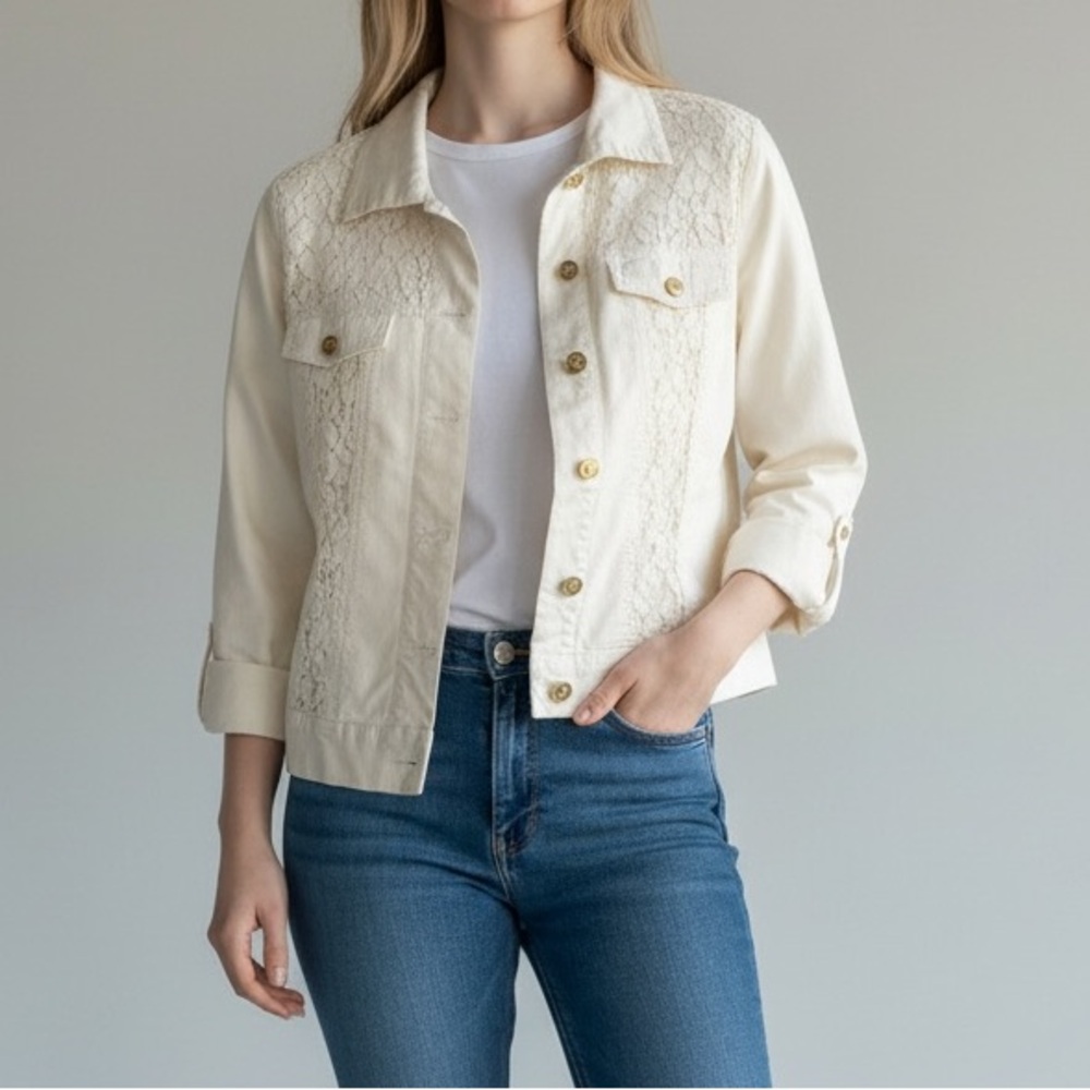 Elegant Cream Lace Women's Jacket